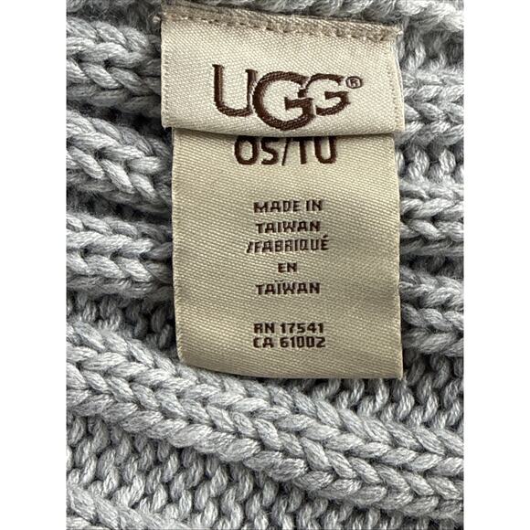 UGG Chunky Knit Textured Cardigan Wool Blend Scarf Grey - Picture 5 of 7